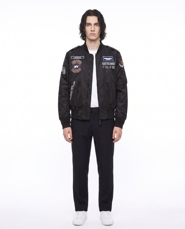 Patched Bomber Jacket na2988