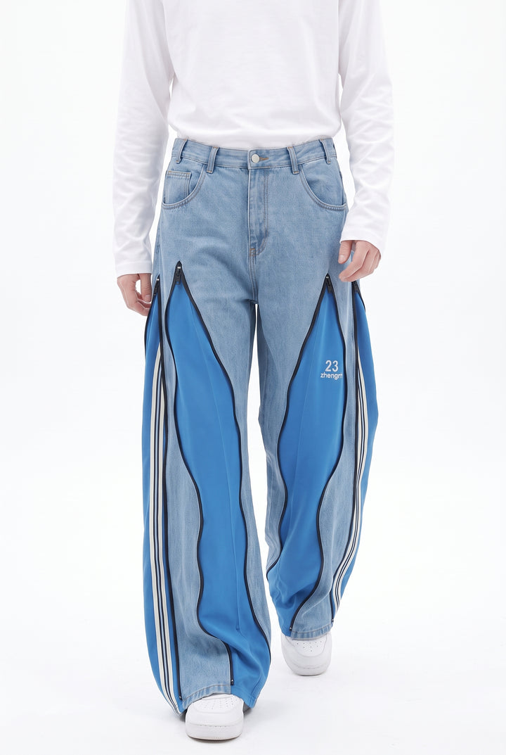 Patchwork Wide Jeans na2842