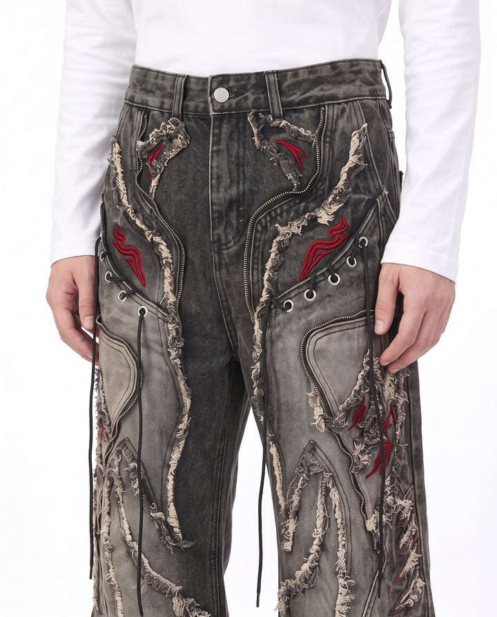 Distressed Flare Jeans na3148
