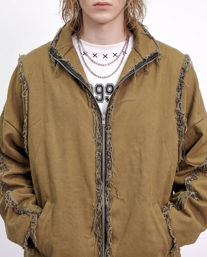 Distressed Zip Jacket na3224