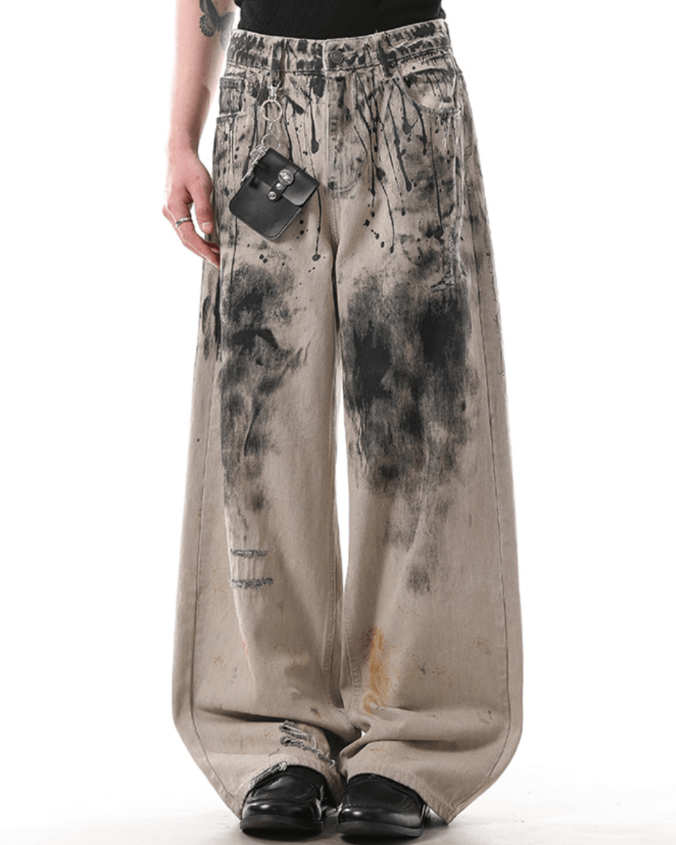 [BLANKIN] ink graffiti loose high street pants na2049