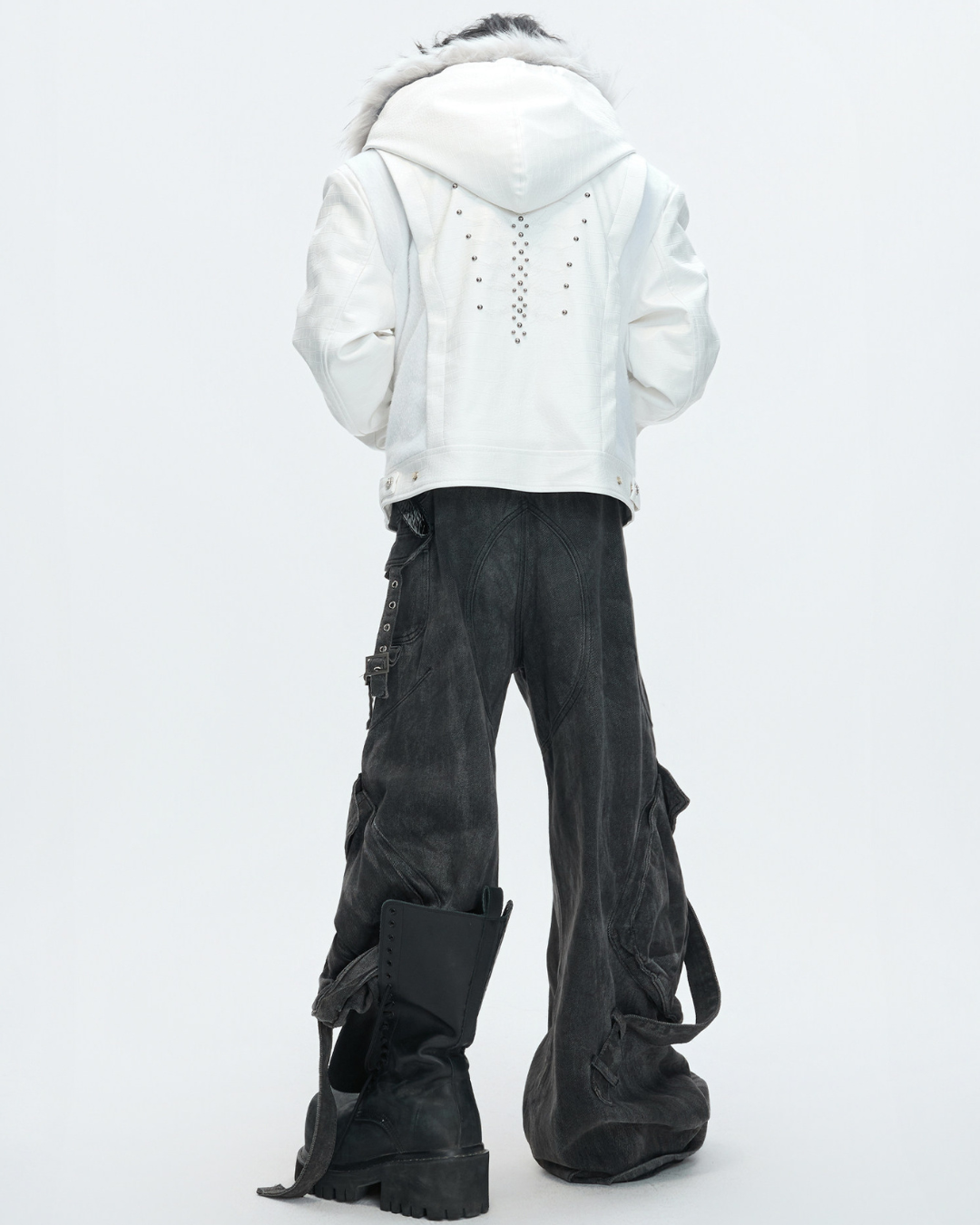 【ArguE CulturE】Back Stud Leather Hood Jacket na2291