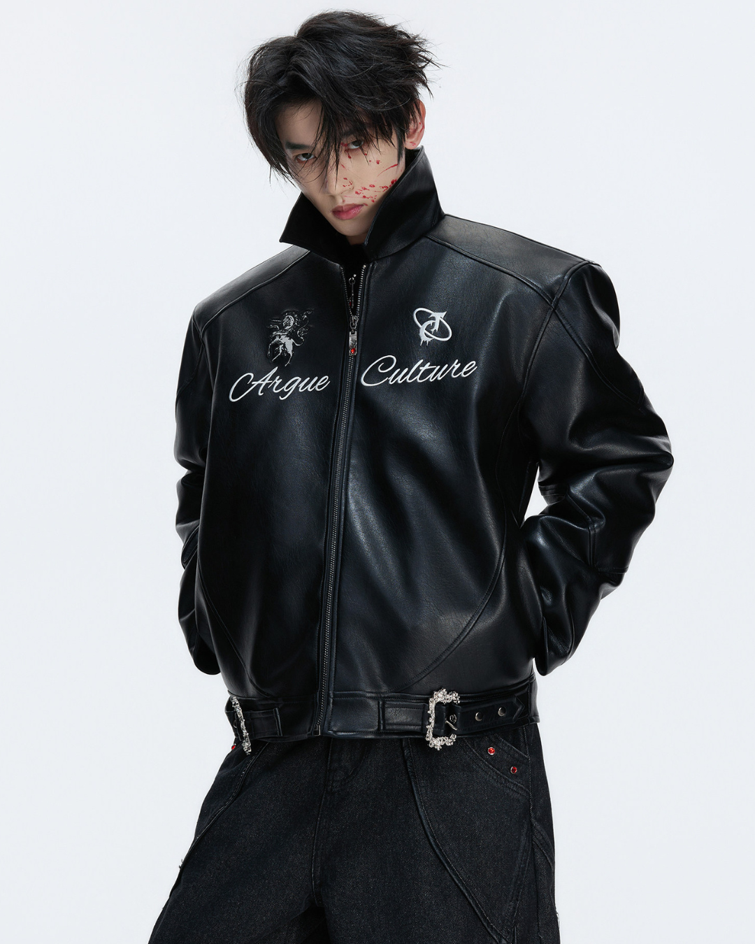[ArguE CulturE] BLACK HORSE LEATHER JACKET na2287