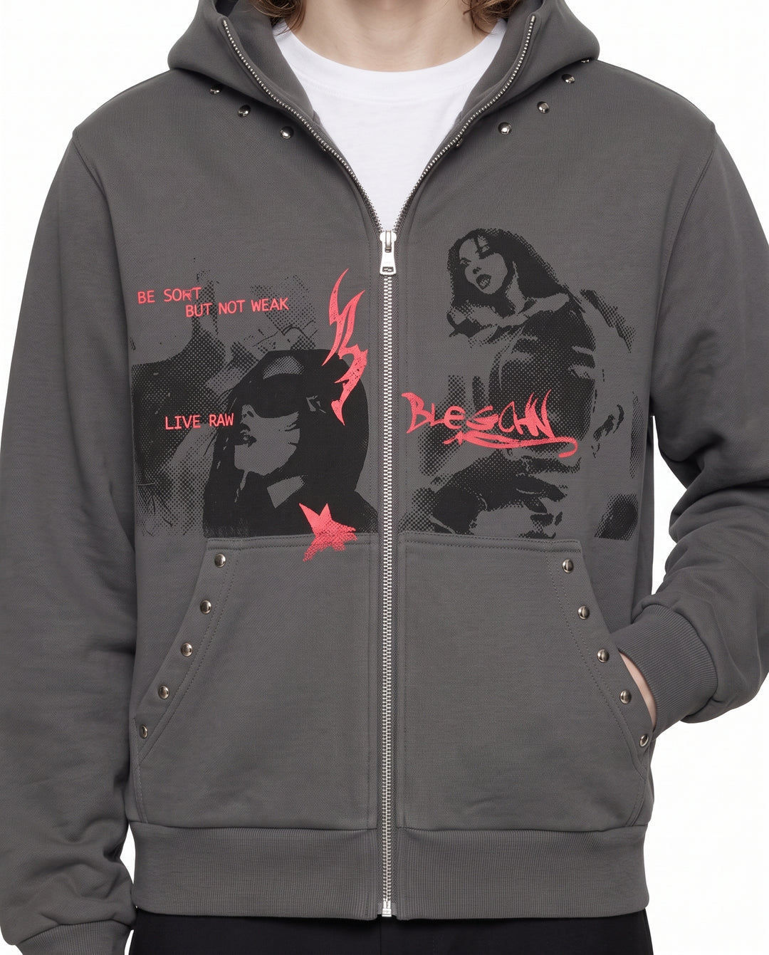 Studded Zip Hoodie na3021