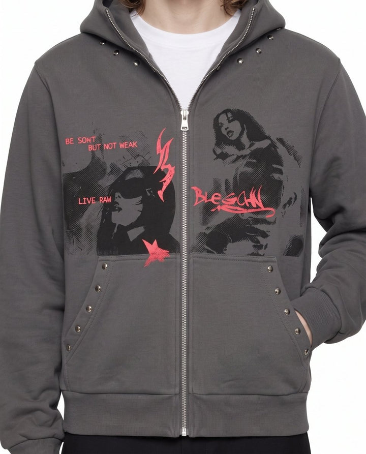 Studded Zip Hoodie na3021