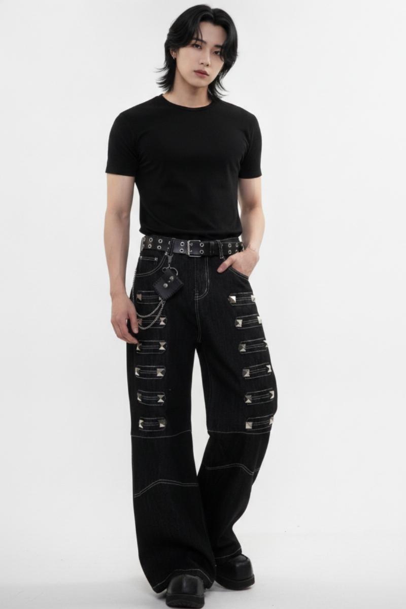 Studded Wide Jeans  na2599