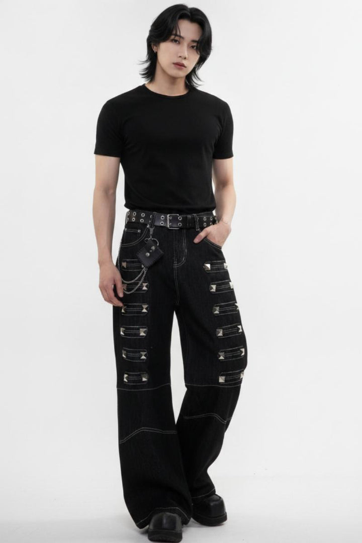 Studded Wide Jeans  na2599