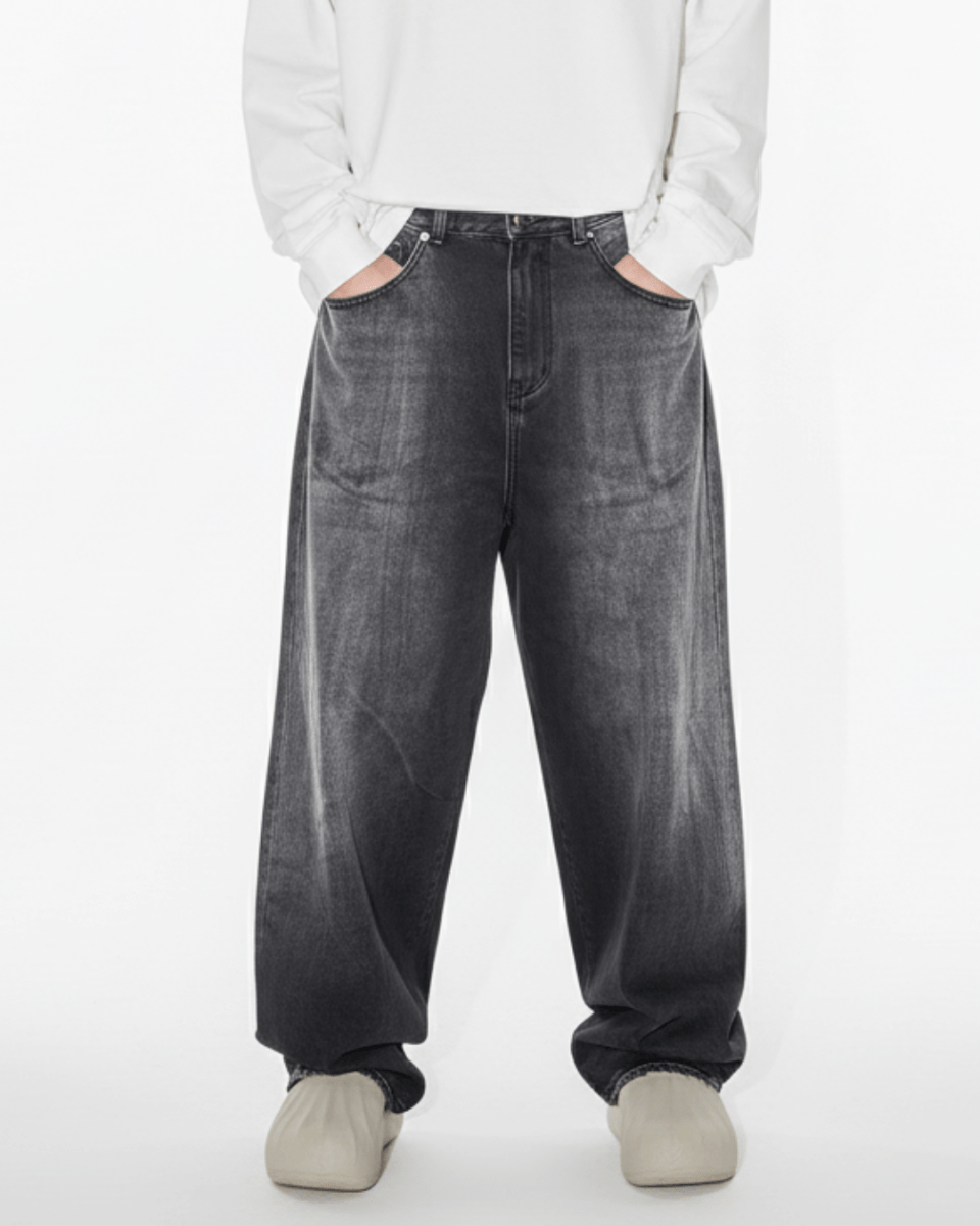[Nanostudio] GRAY OUT WIDE JEANS na2224