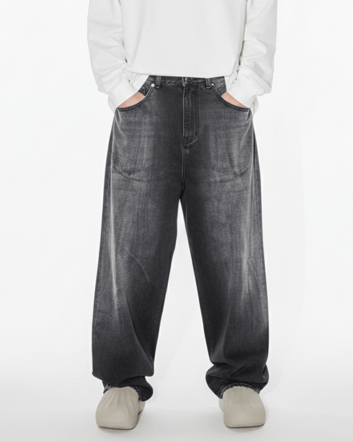 [Nanostudio] GRAY OUT WIDE JEANS na2224