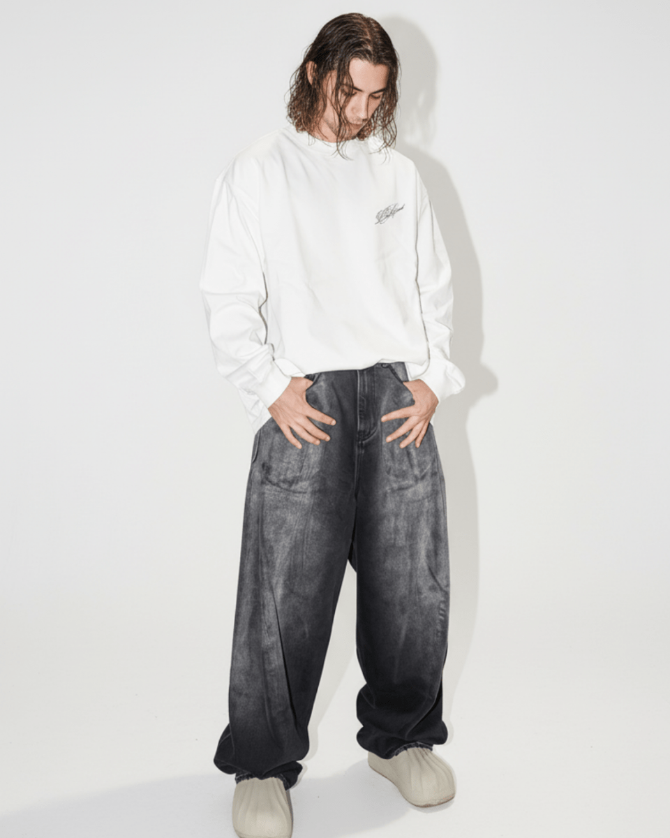 [Nanostudio] GRAY OUT WIDE JEANS na2224