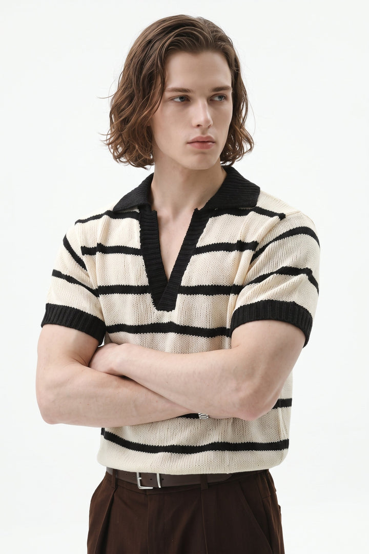 Striped Knit Polo  na2665