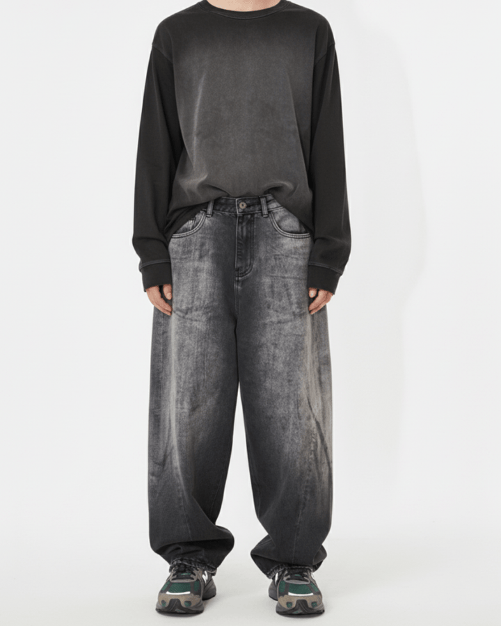 [Nanostudio] GRAY OUT WIDE JEANS na2224