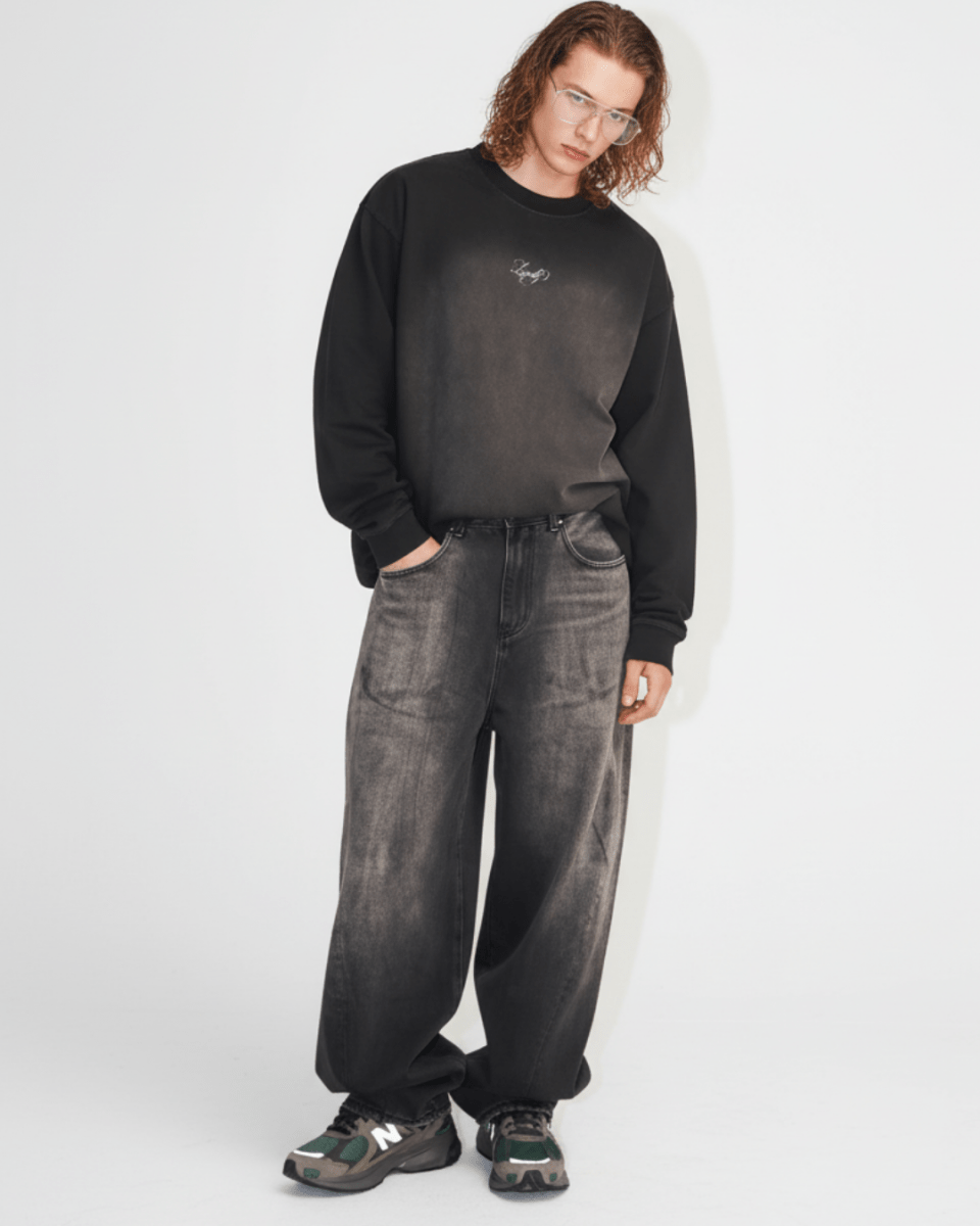 [Nanostudio] GRAY OUT WIDE JEANS na2224