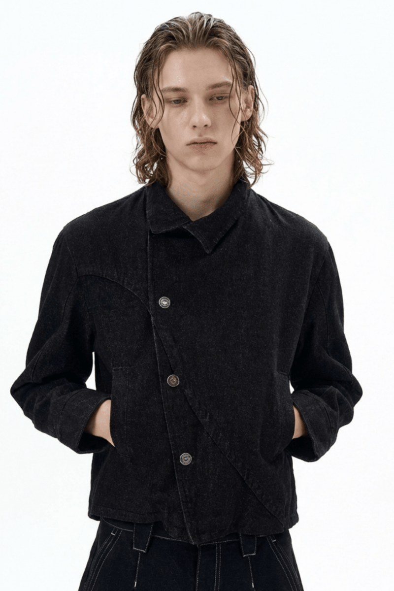 Asymmetric Front Short Denim Jacket na2365 