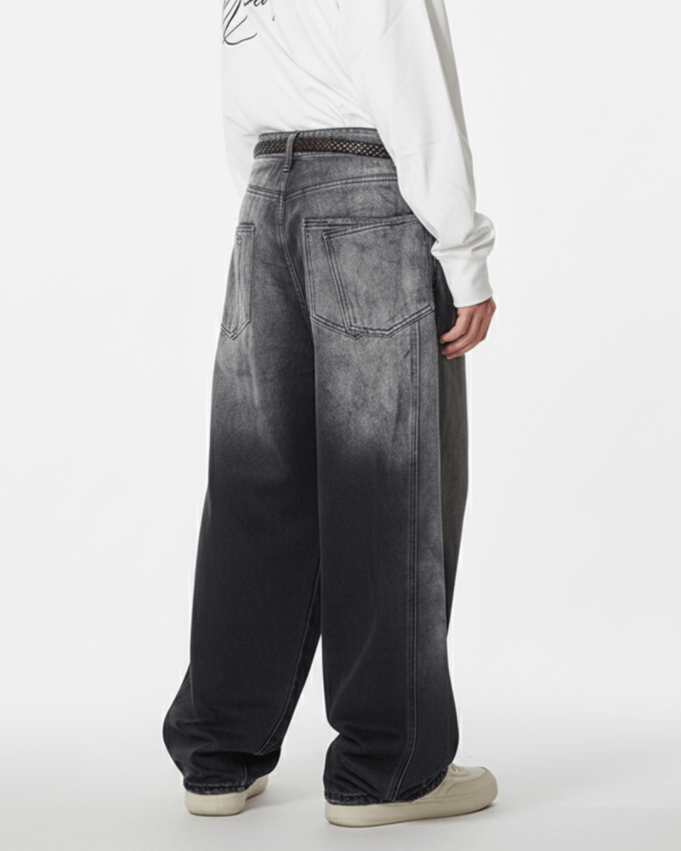 [Nanostudio] GRAY OUT WIDE JEANS na2224