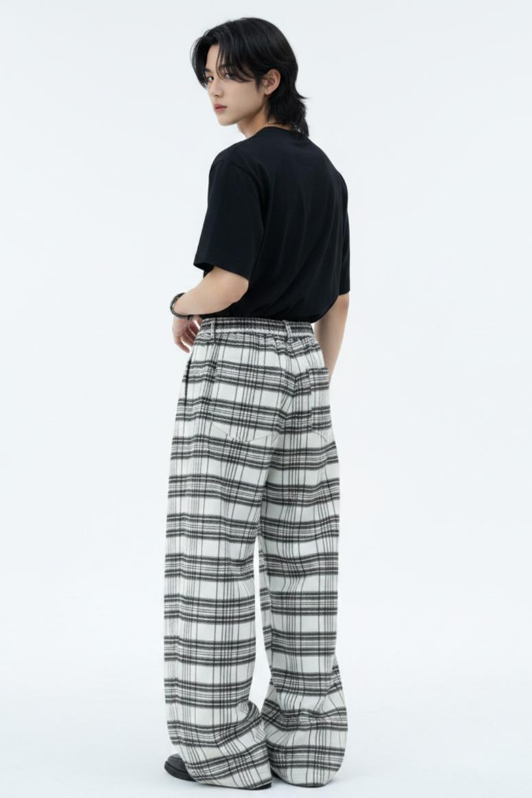 Plaid Wide Trousers  na2584