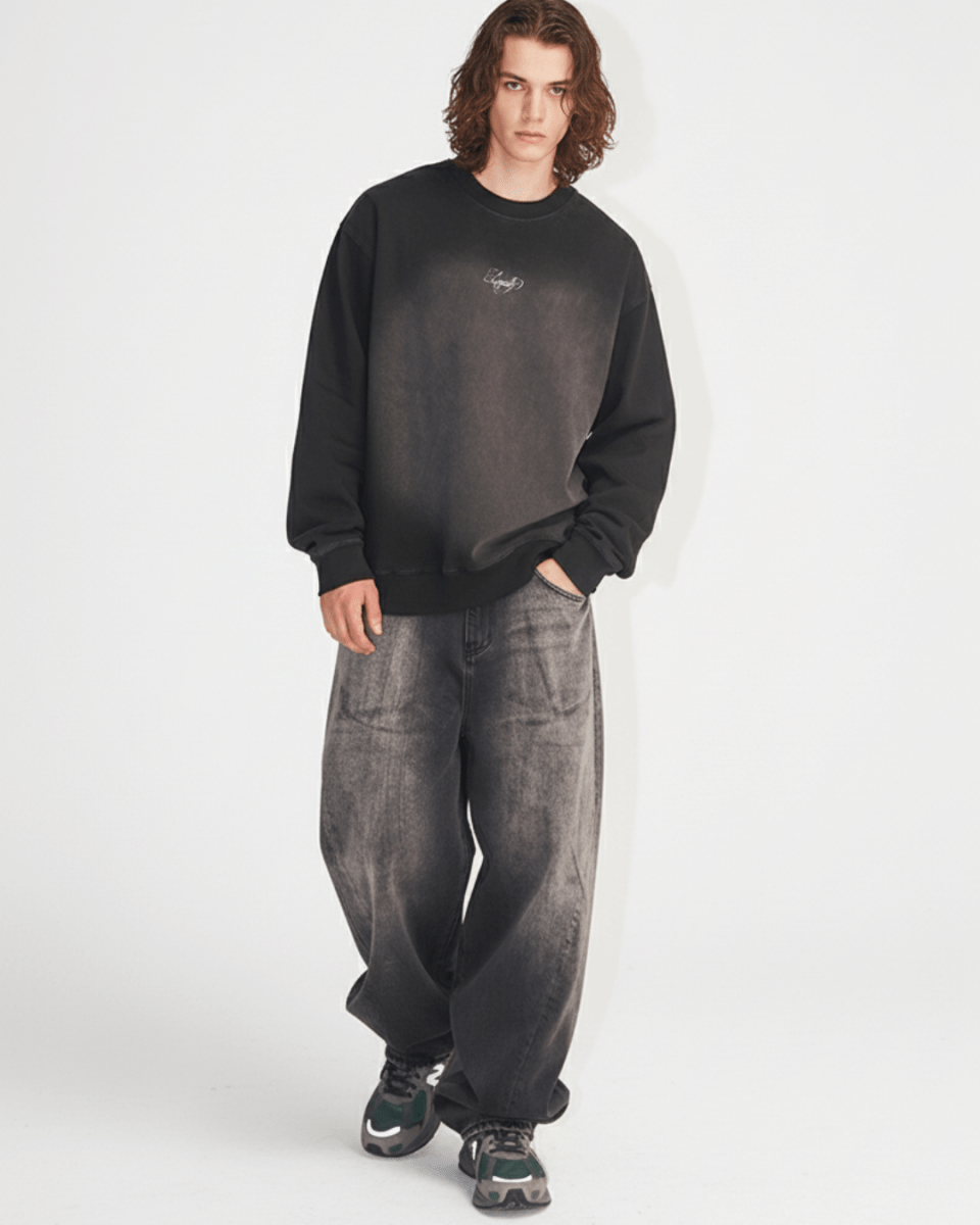 [Nanostudio] GRAY OUT WIDE JEANS na2224