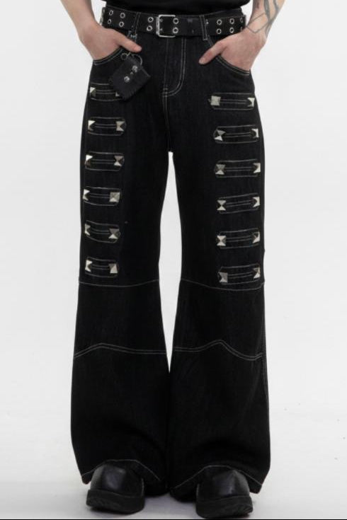 Studded Wide Jeans  na2599