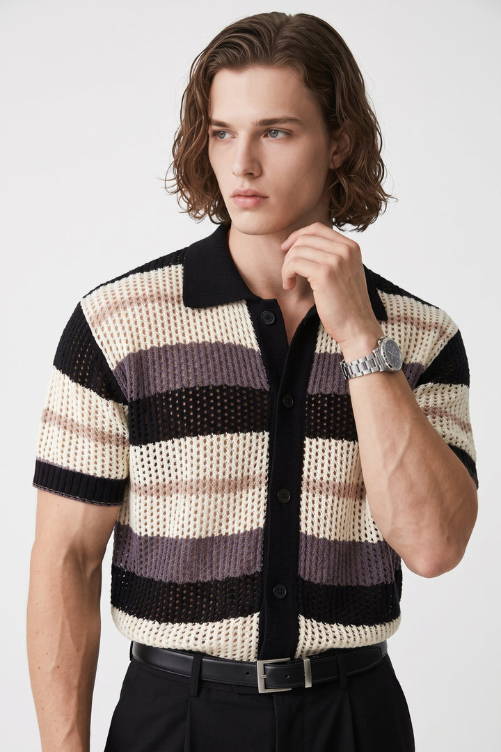 Striped Knit Polo na2678