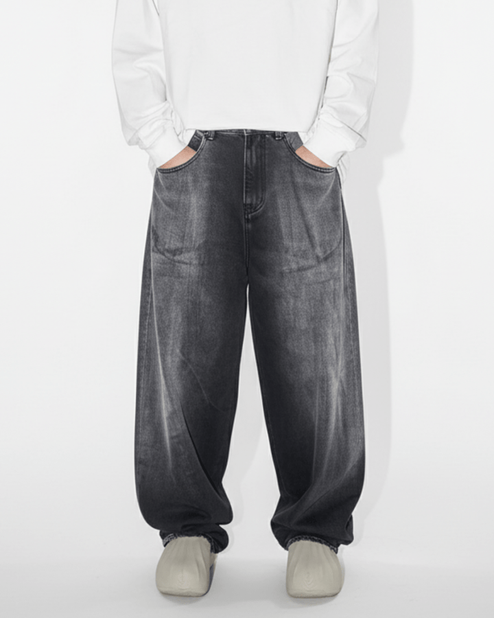 [Nanostudio] GRAY OUT WIDE JEANS na2224