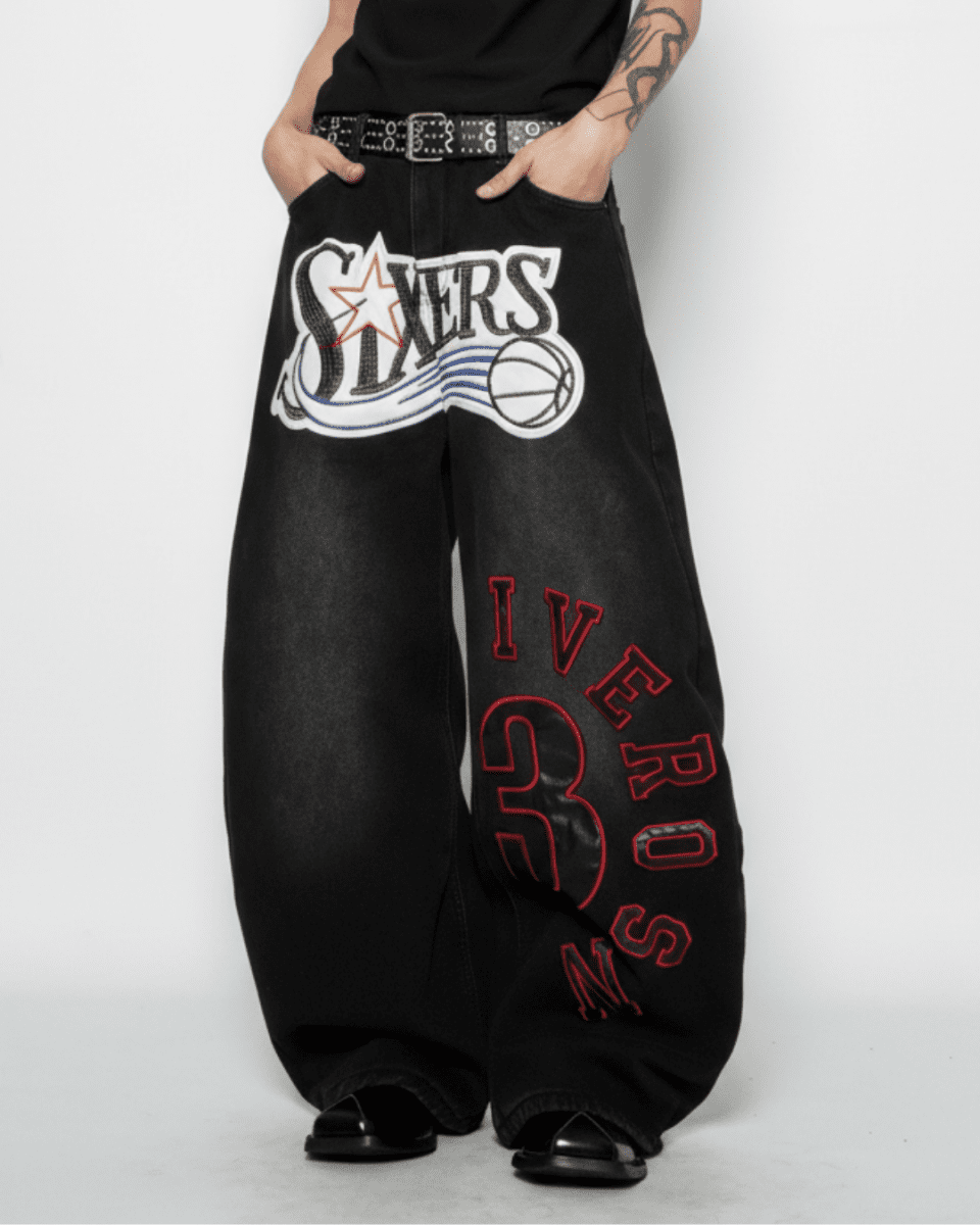 SIXERS Graphic Super Baggy Denim Pants na2336