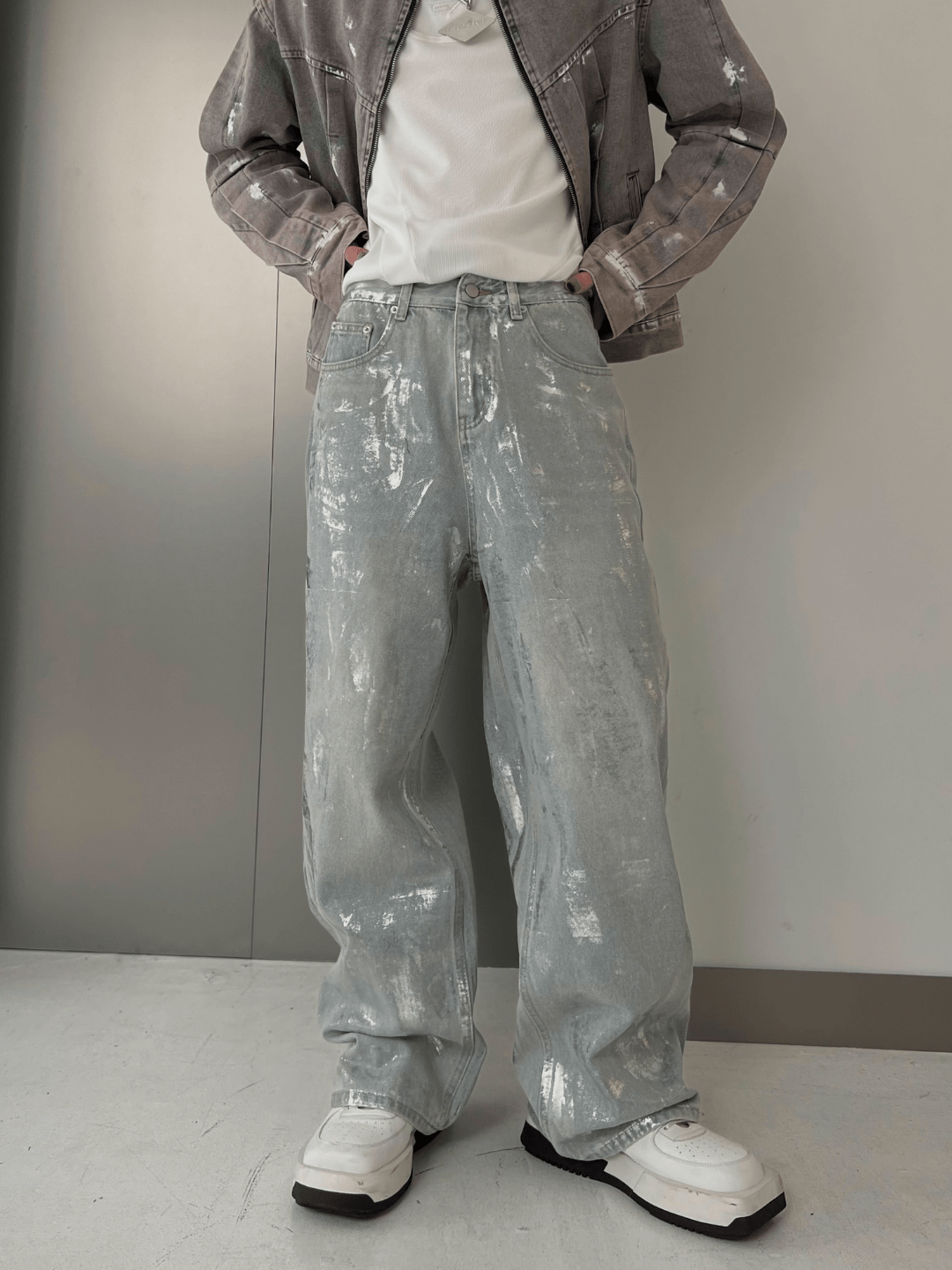 【SOULWORKER】washed wide-leg jeans na1277