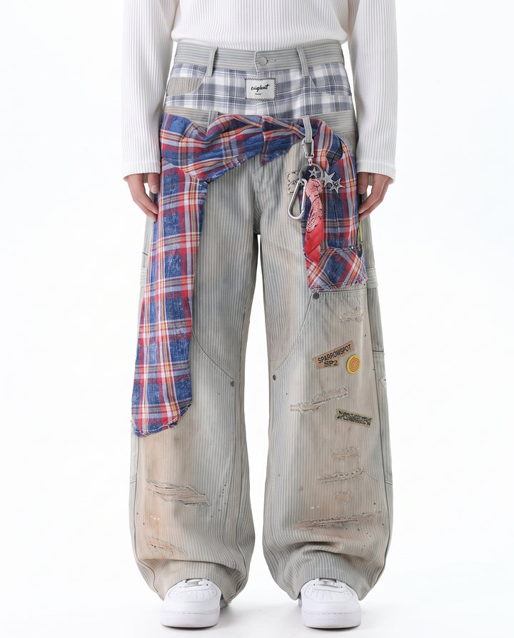 Patchwork Wide Pants na3056
