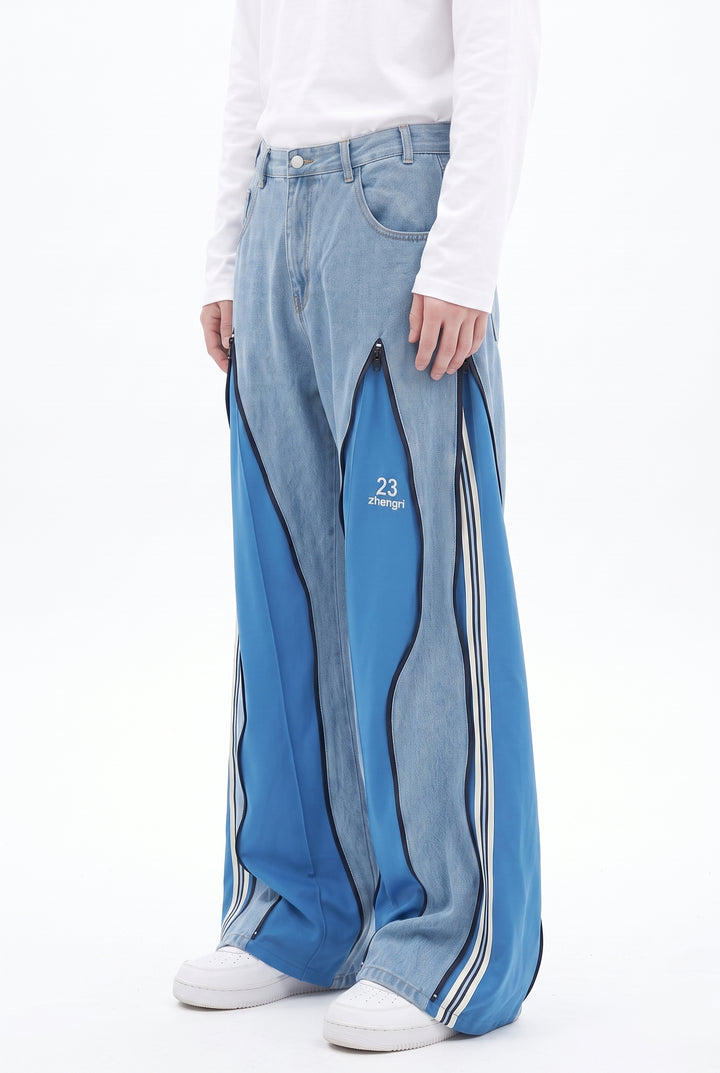 Patchwork Wide Jeans na2842