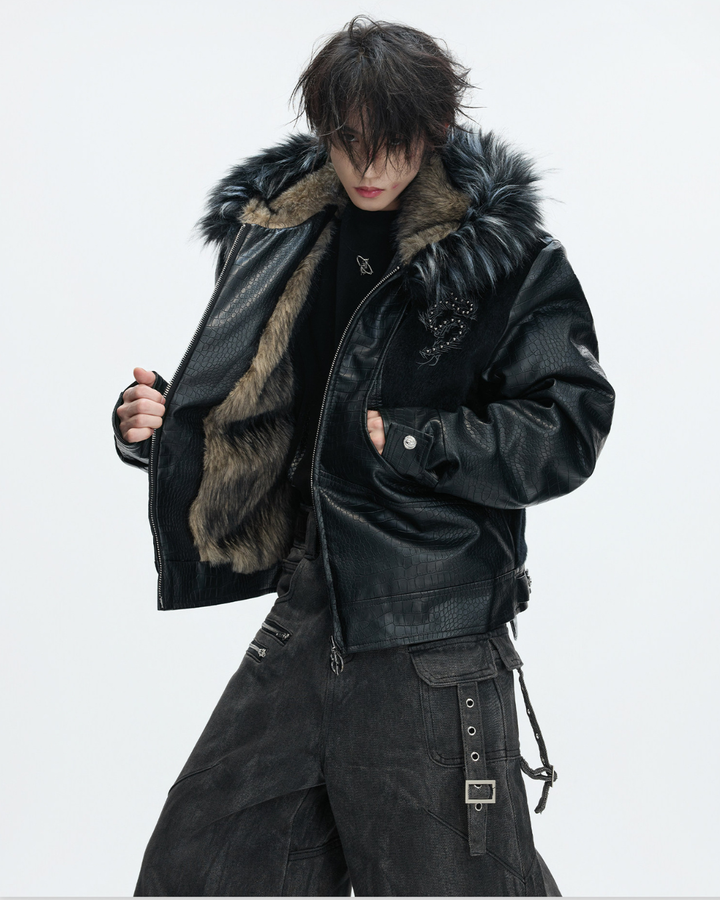 【ArguE CulturE】Back Stud Leather Hood Jacket na2291