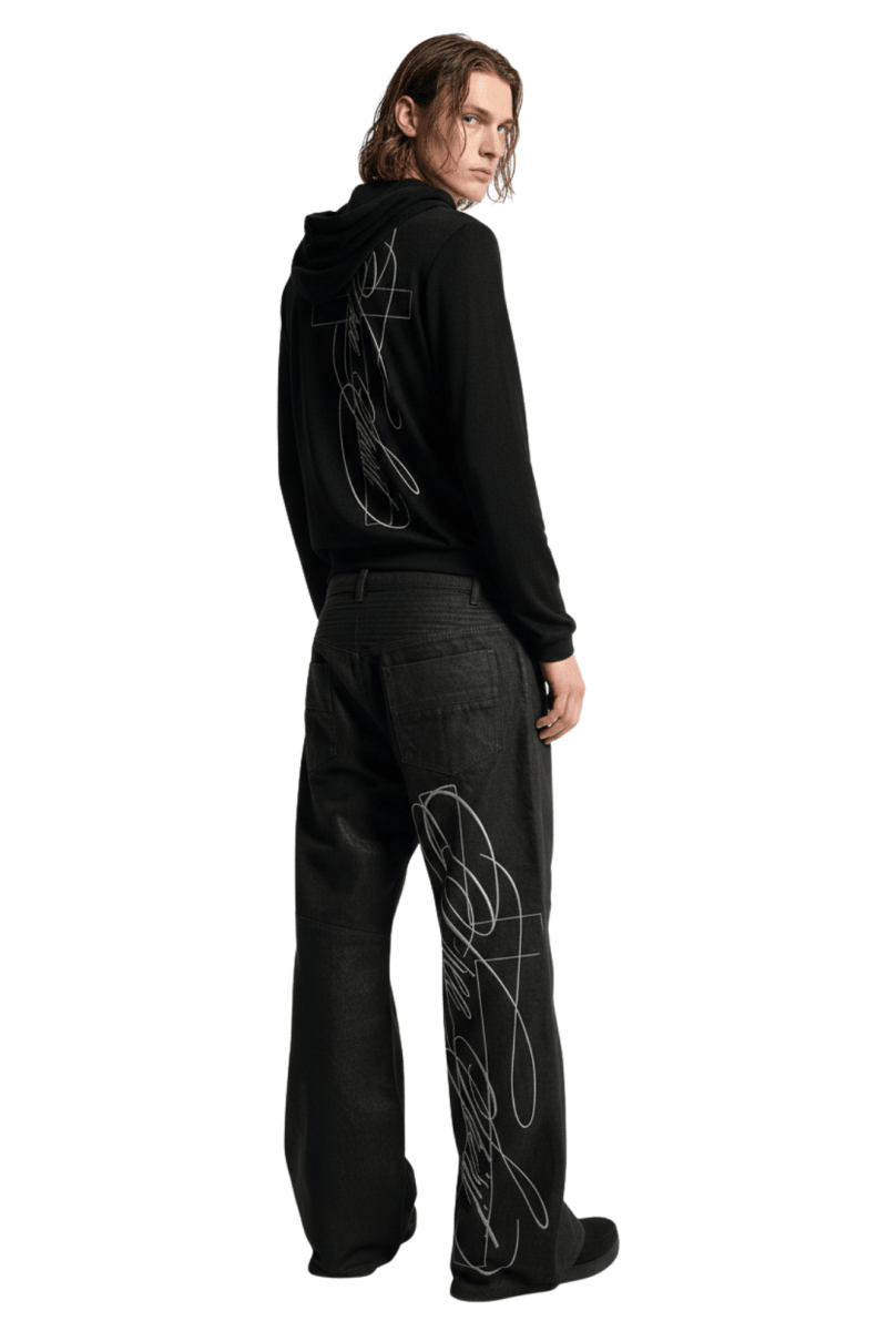 Abstract Line Wide-Leg Denim  na2392