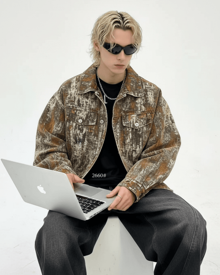 Nanostudio Rust Fade Art Denim Jacket (na2212)