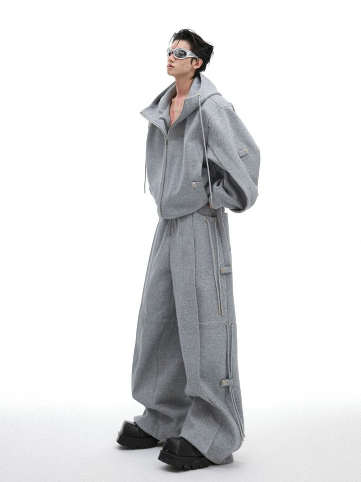 【CulturE】 loose hooded sweater Jacket + Bottoms na1459 