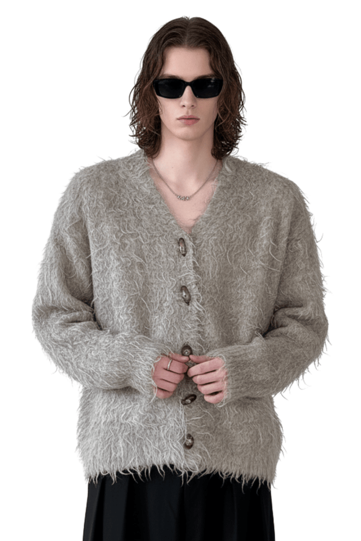Loose Shaggy Knit Cardigan na2430