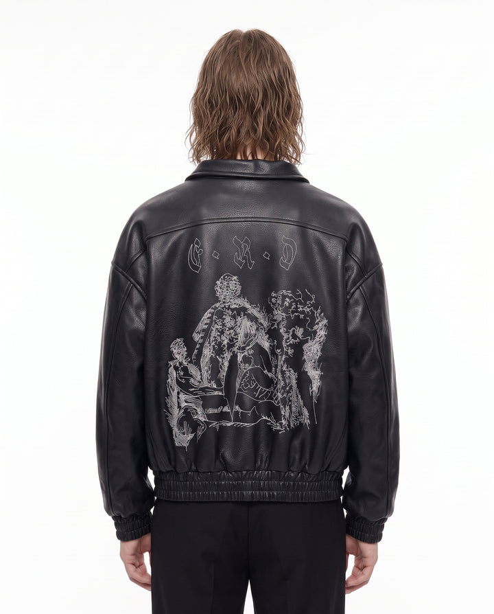Graphic Leather Jacket na2951