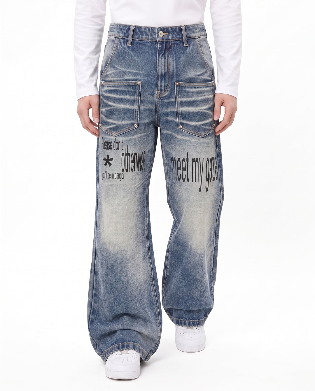 Printed Wide Jeans na2936