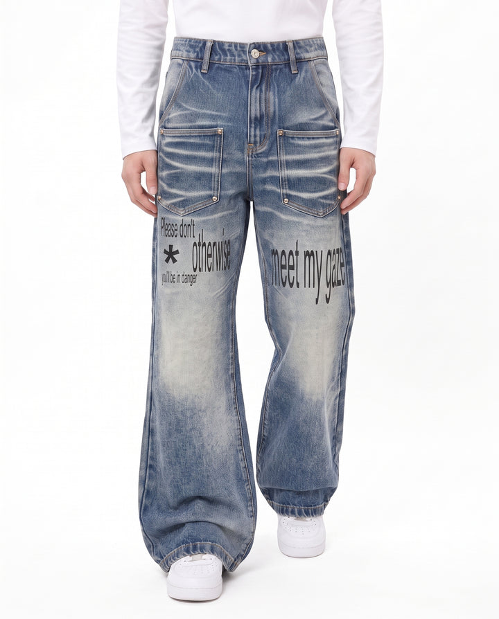 Printed Wide Jeans na2936