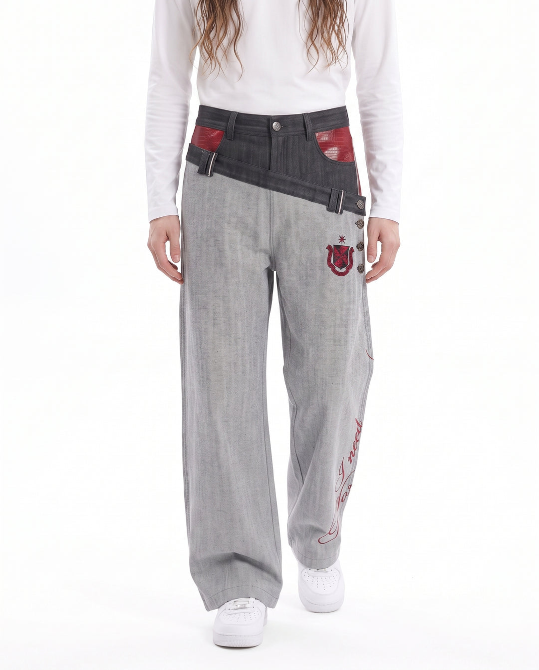 Patchwork Wide Jeans na3060