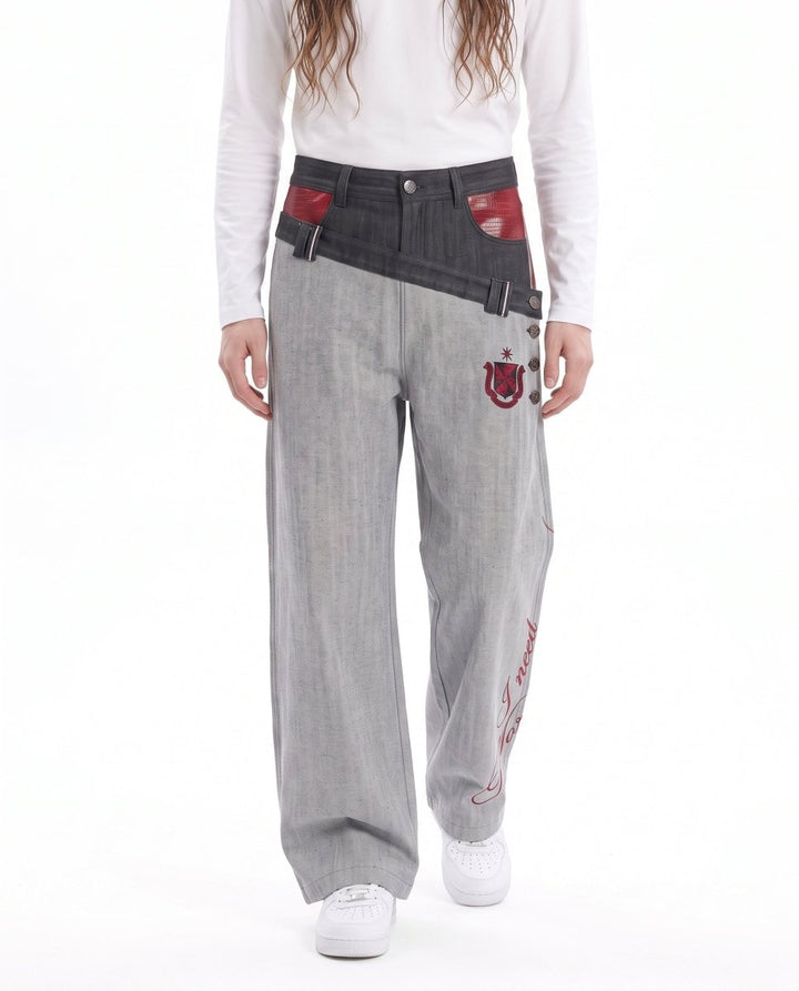 Patchwork Wide Jeans na3060