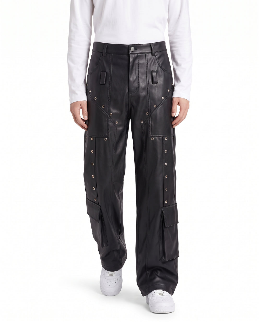 Leather Cargo Pants na3201