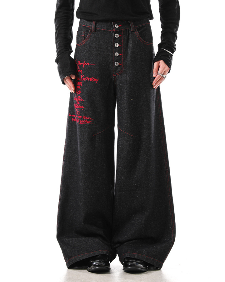 [BLANKIN]Written Trace Wide Denim na2283