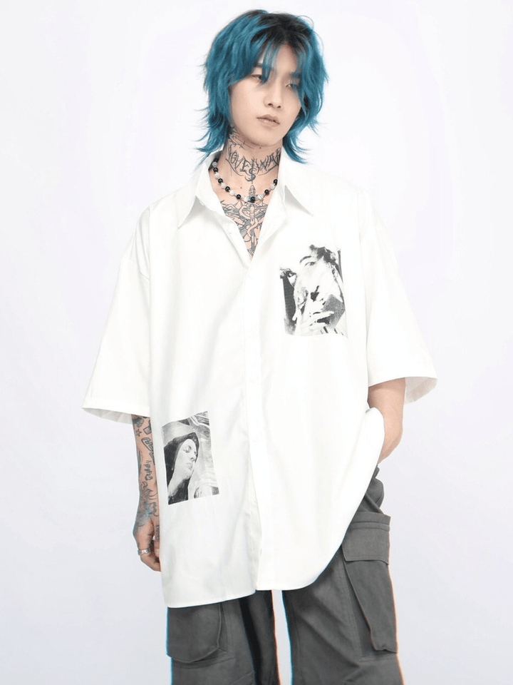 【Mz】design printing oversize shirt  na1267