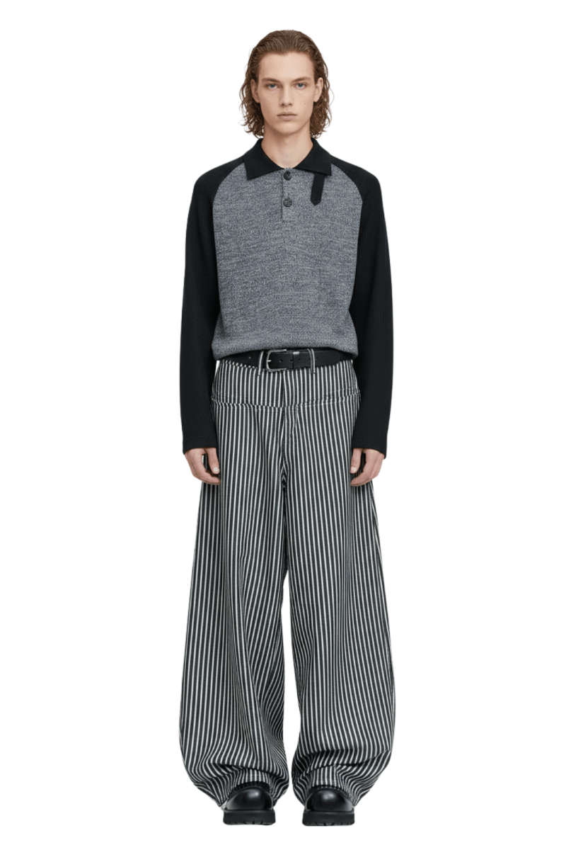 Monochrome Stripe Oversized Pants na2407