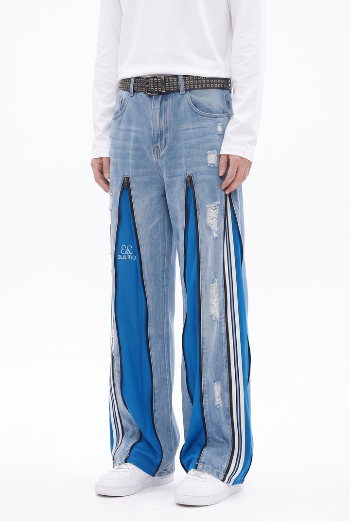 Patchwork Wide Jeans na2841