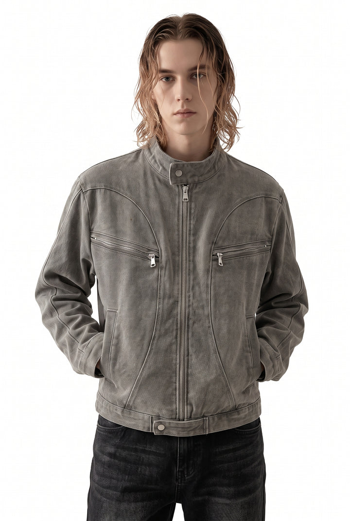 Washed Moto Jacket na2763