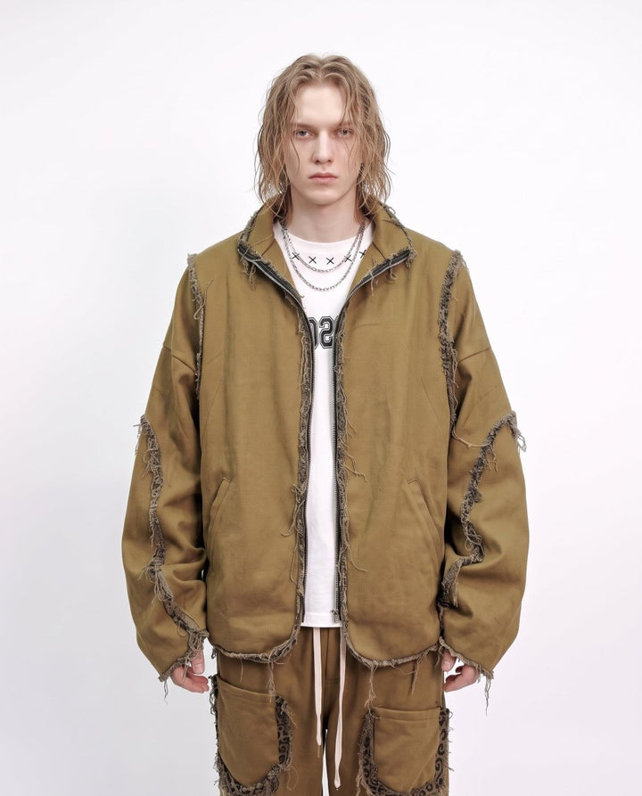 Distressed Zip Jacket na3224