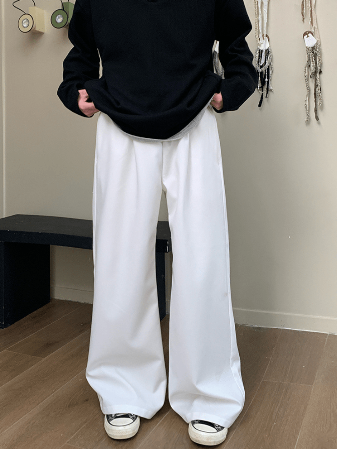 [ONELYC1NS] Korean version of draped casual pants na1083