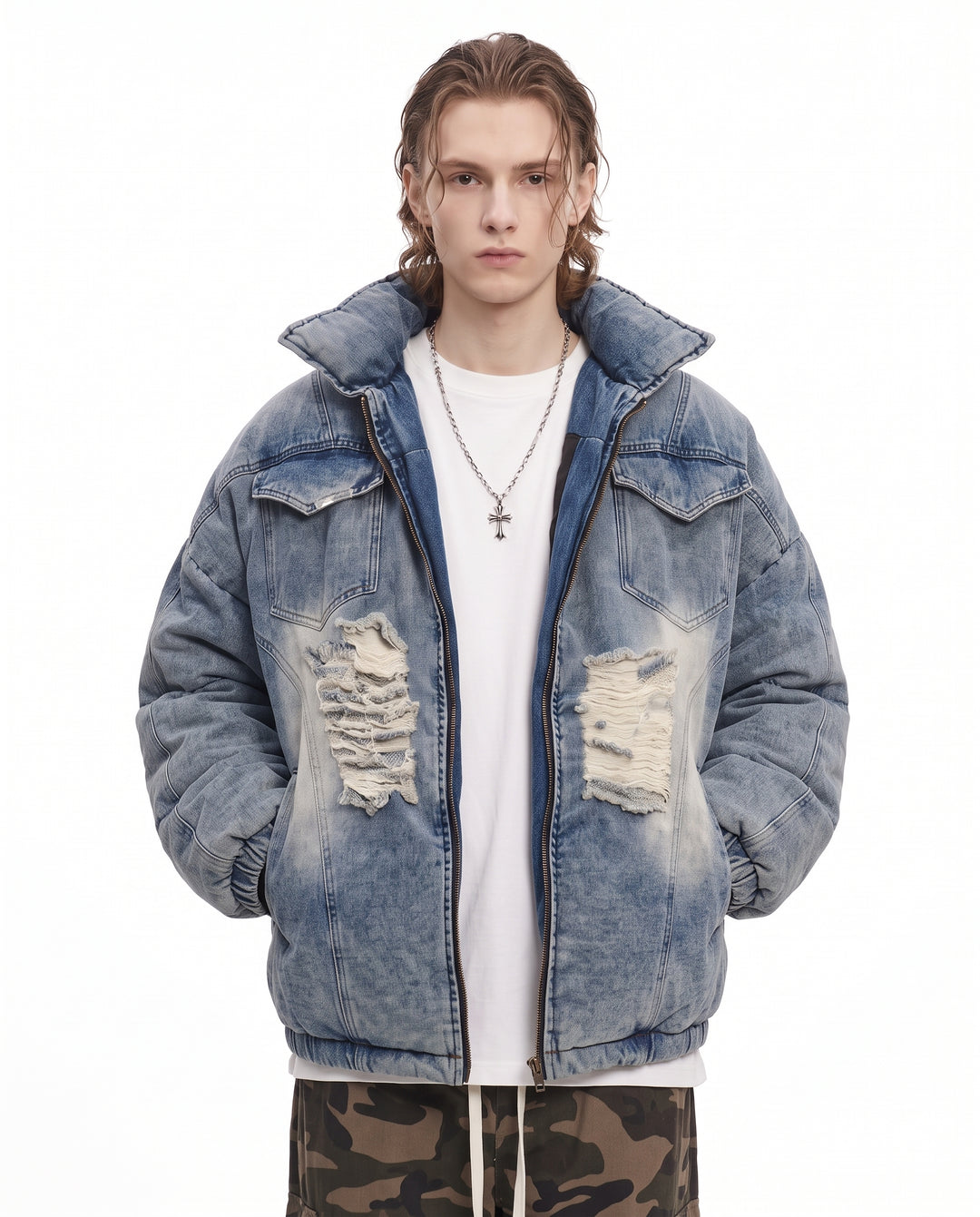 Distressed Denim Jacket na3222