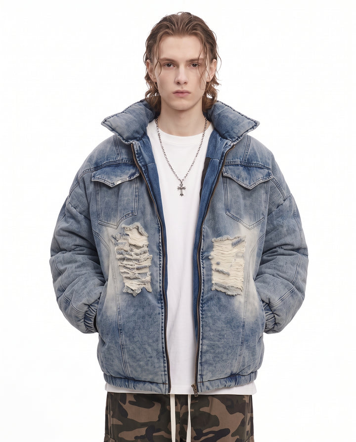 Distressed Denim Jacket na3222