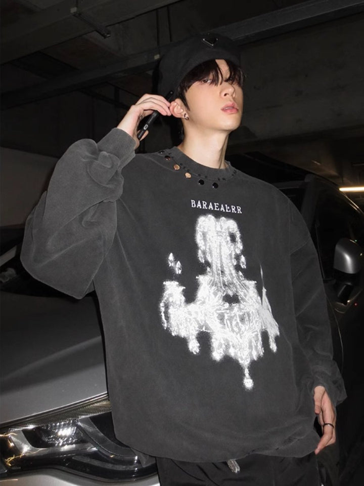 【JH HOMME】printing round neck sweater  na1556