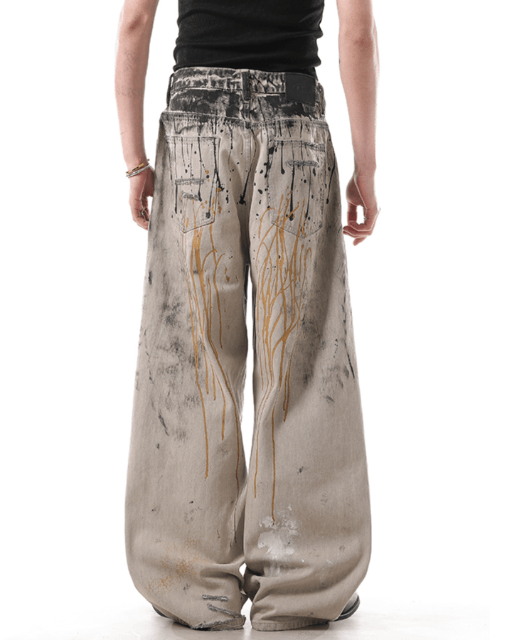 [BLANKIN] ink graffiti loose high street pants na2049